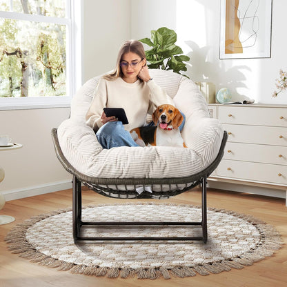 Sleek Sanctuary: Contemporary Rattan Swing Chair for Indoor & Outdoor