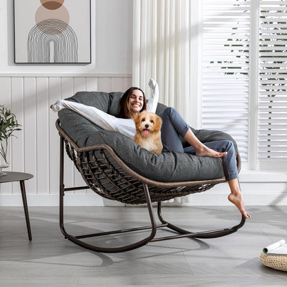 Sleek Sanctuary: Contemporary Rattan Swing Chair for Indoor & Outdoor